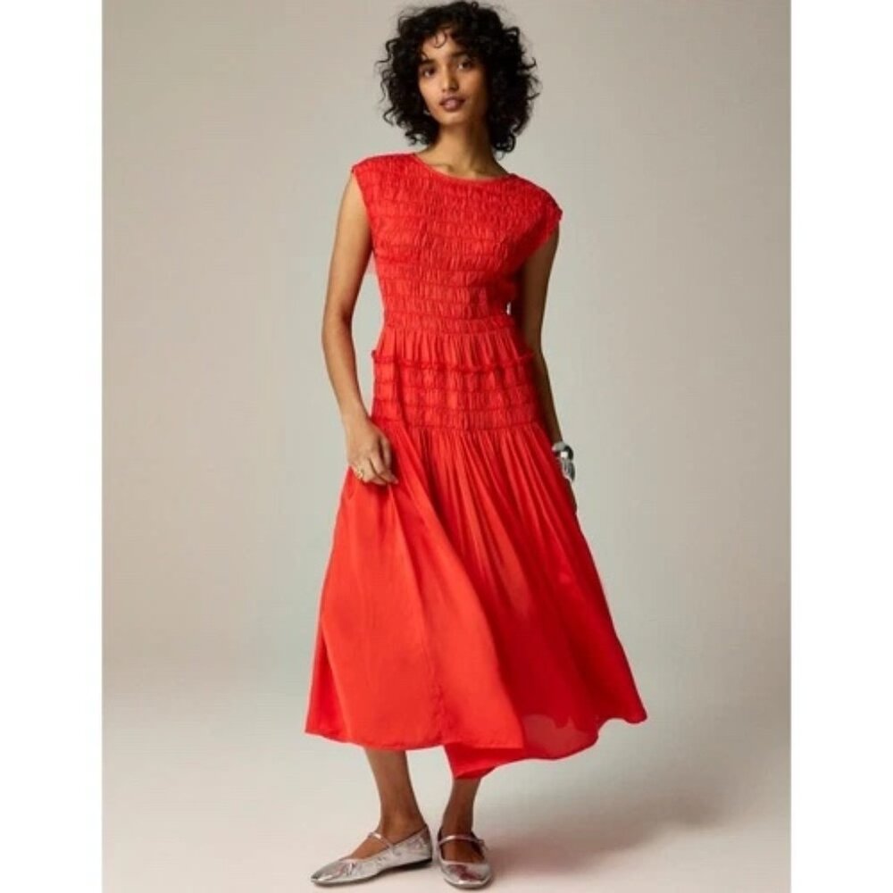 J.Crew Maude Dress in Drapey Viscose Rubie Red Size XL